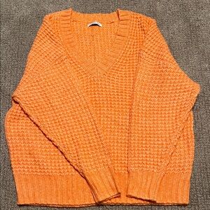 American Eagle Outfitters V-Neck Sweater in Orange
